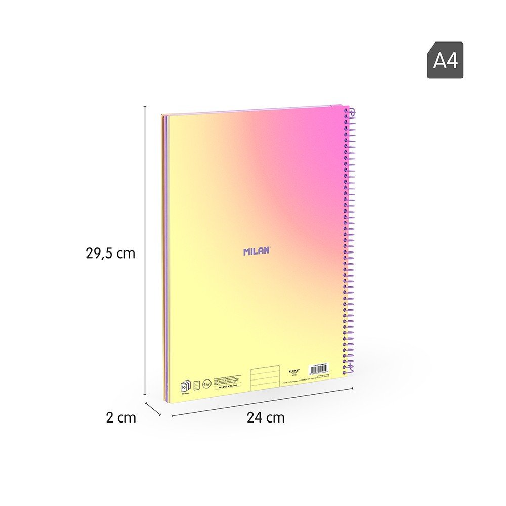 Milan Bloc A4 Espiral T/P Horizontal 90H 95Gr Sunset-2