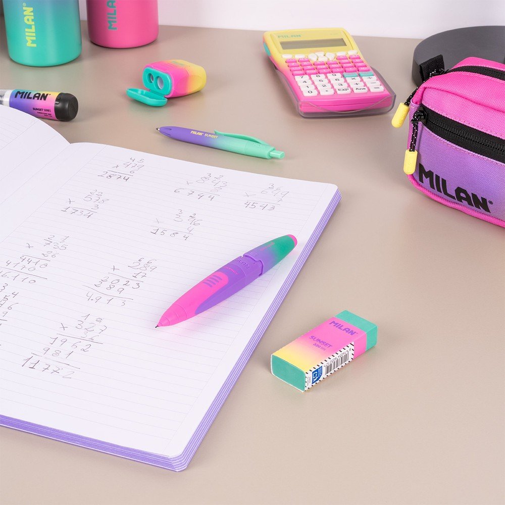 Milan Libreta A4 Encolada Rayada Horizontal 48H de 95Gr Violeta Sunset Pastel-1