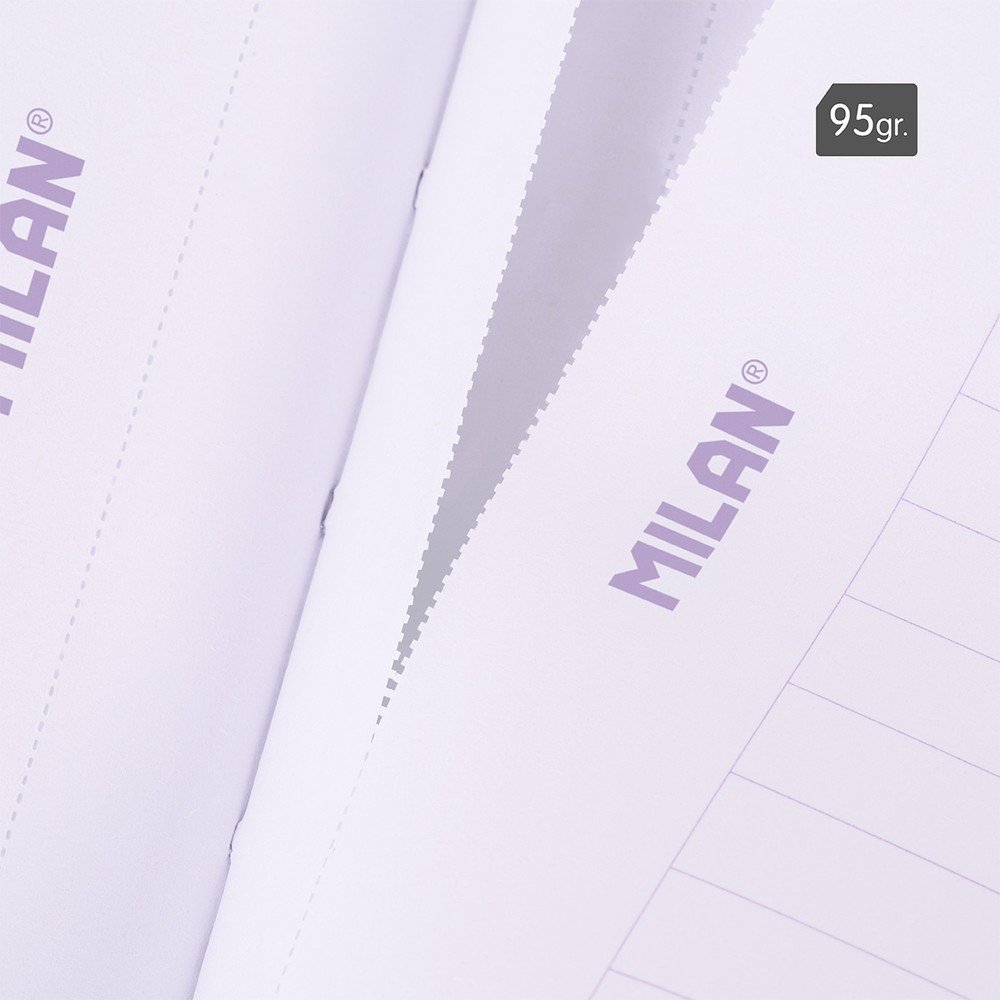 Milan Libreta A4 Encolada Rayada Horizontal 48H de 95Gr Violeta Sunset Pastel-5