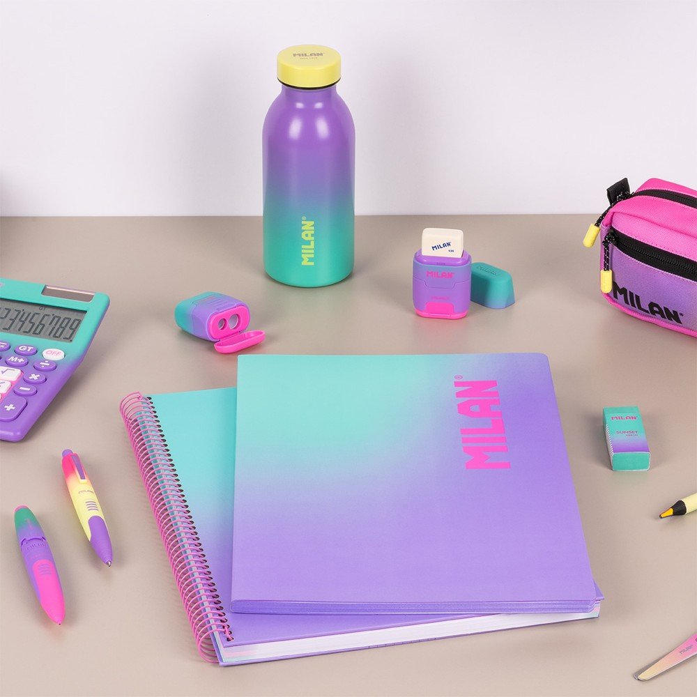 Milan Libreta A4 Encolada Rayada Horizontal 48H de 95Gr Violeta Sunset Pastel-7