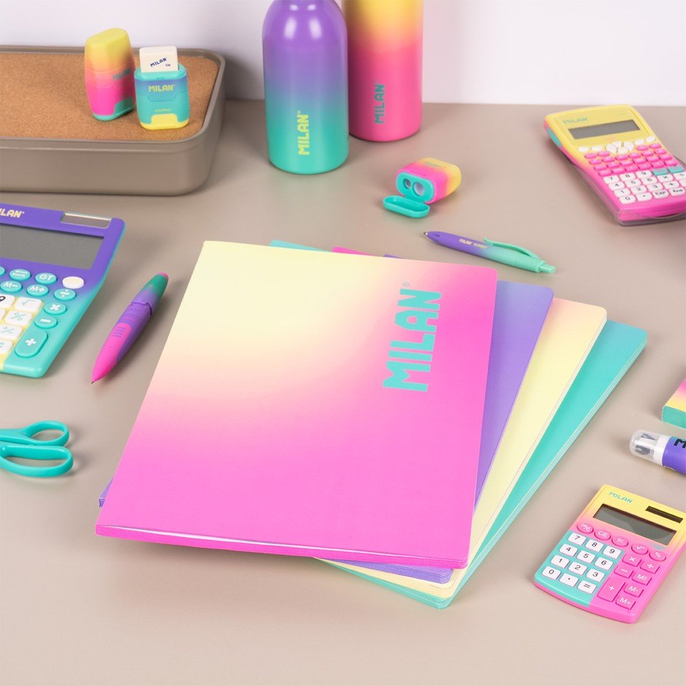 Milan Libreta A4 Encolada Rayada Horizontal 48H de 95Gr Violeta Sunset Pastel-8