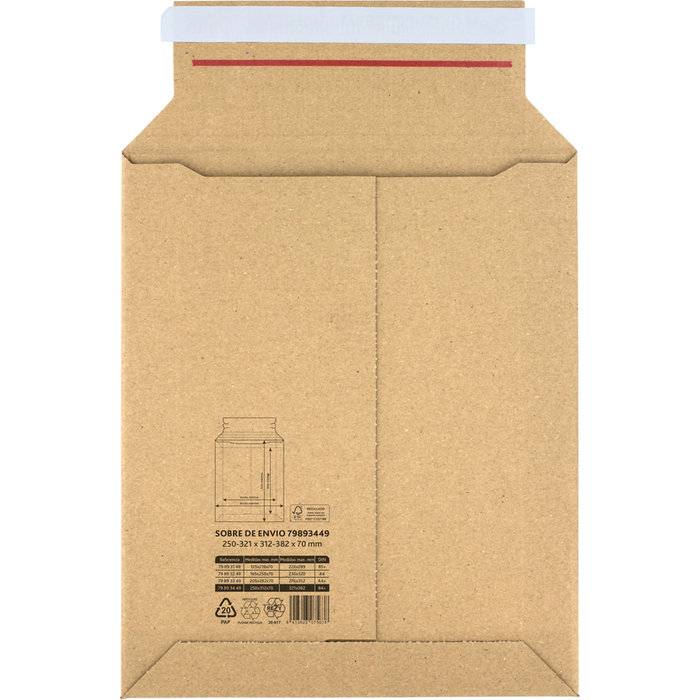 Sobre Envio Carton Kraft 155X219X70 Cierre Autoadh-1