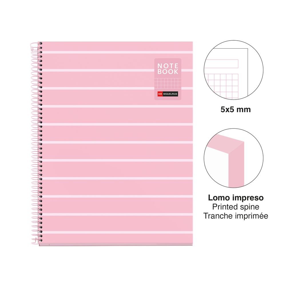 Miquelrius Bloc A4 80 H 90Gr Cuadricula Between The Lines Rosa-1