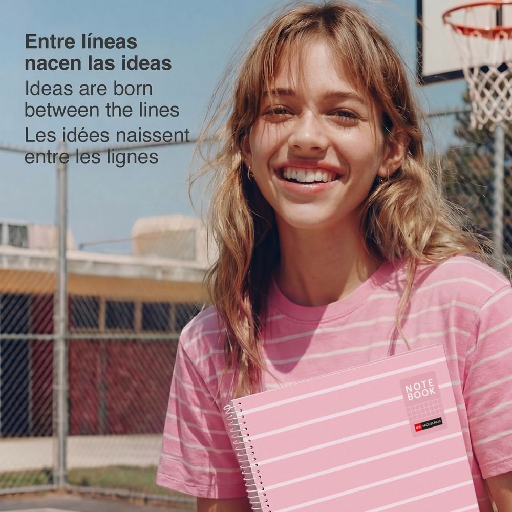 Miquelrius Bloc A4 80 H 90Gr Cuadricula Between The Lines Rosa-6