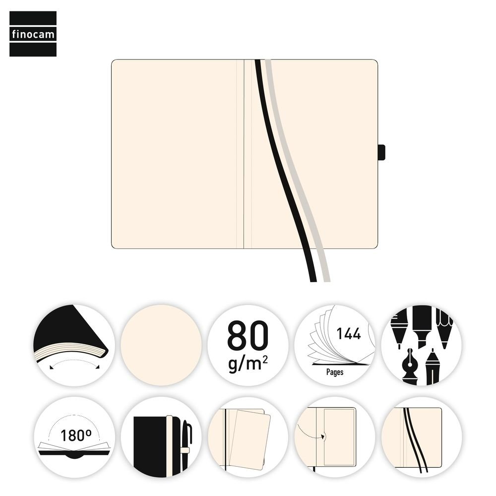 Finocan Cuaderno Tapa Blanda Liso 80Gr 144Pag 176X250M Negro-4