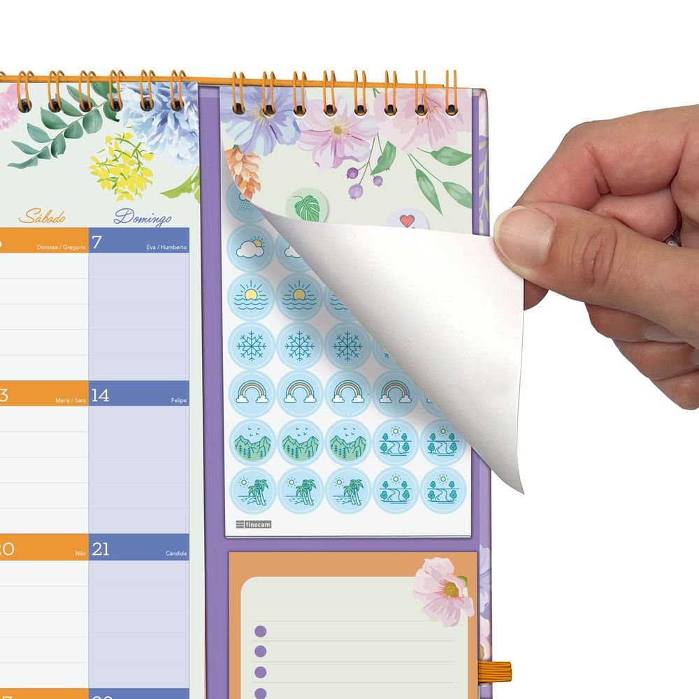 Finocam Calendario 16 Meses Plus 26-27 Frases Motivadoras Malva Flores-3