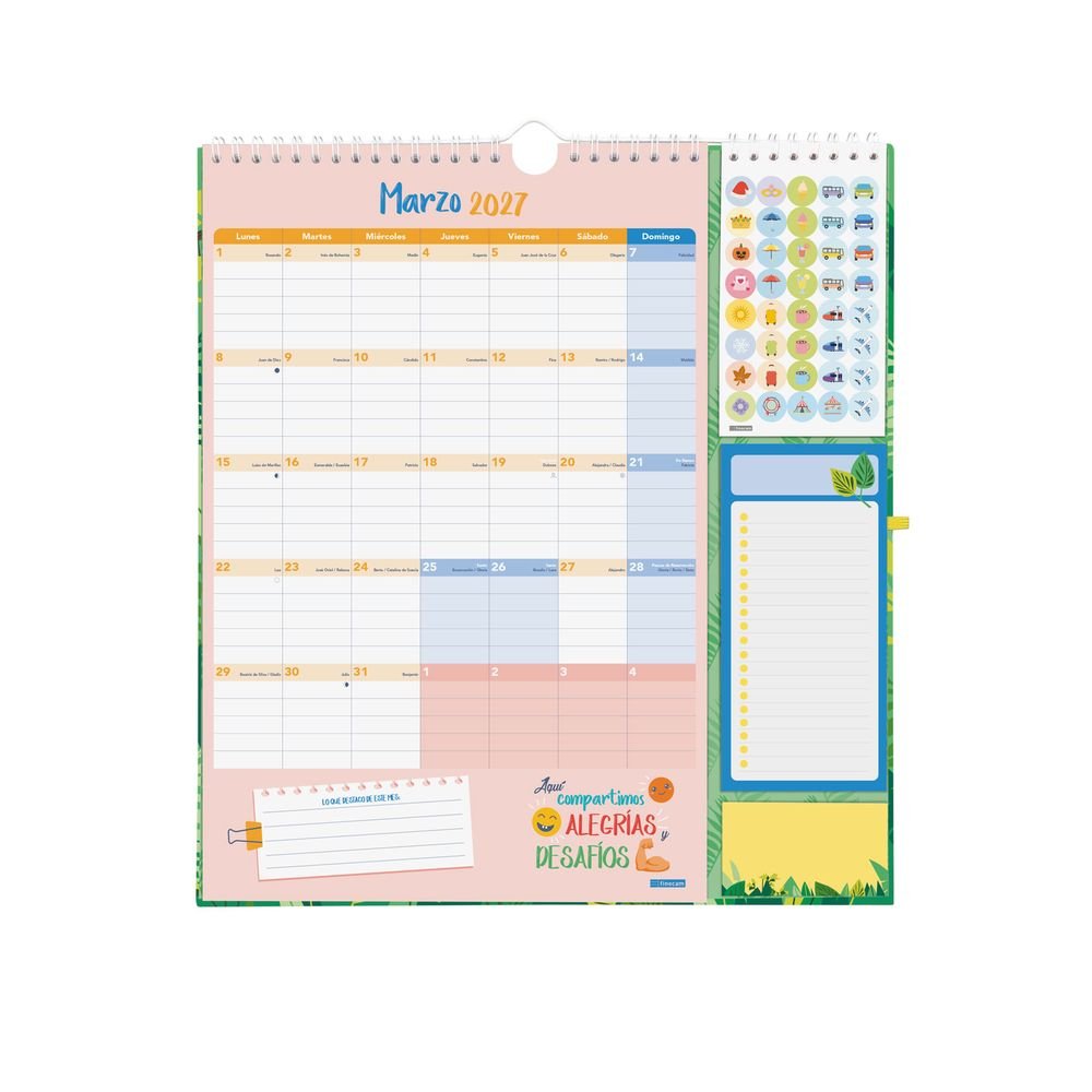 Finocam Calendario 16 Meses Plus 26-27 Familiar Verde Selva-1
