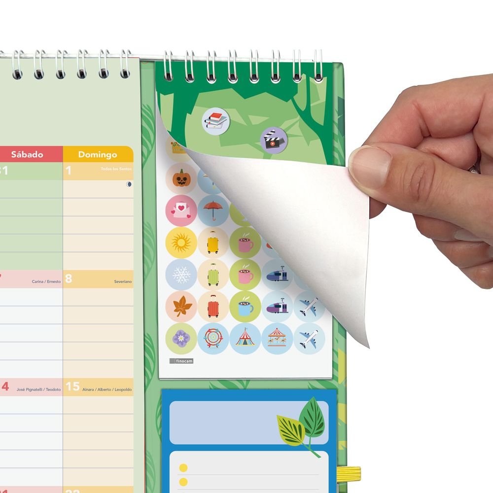 Finocam Calendario 16 Meses Plus 26-27 Familiar Verde Selva-3