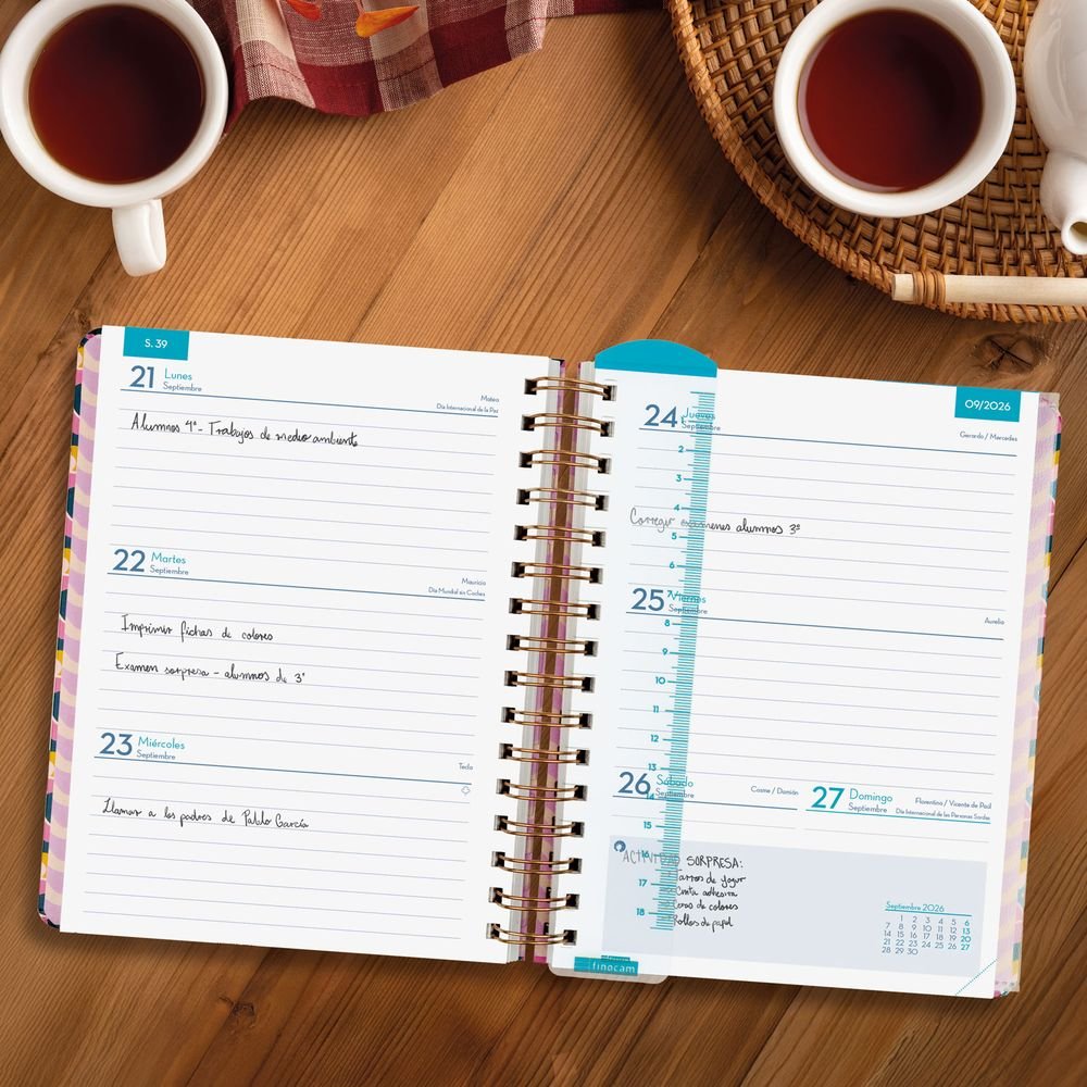 Finocam Agenda 26/27 A5 S/V Horizontal Flores Fondo Rosa-1