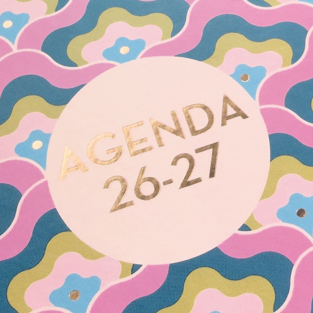 Finocam Agenda 26/27 A5 S/V Horizontal Flores Fondo Rosa-2