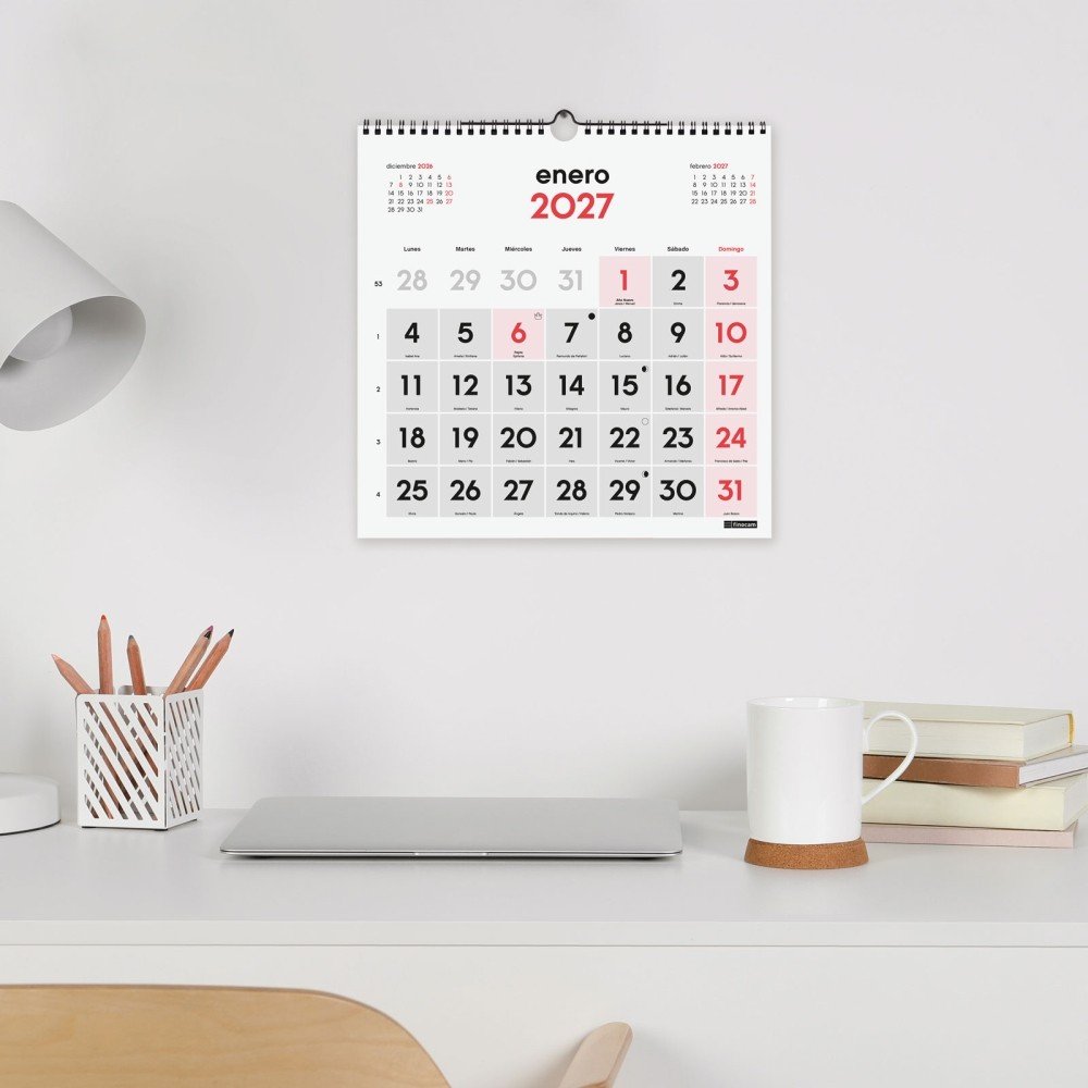 Finocam Calendario Pared 2027 Numeros Grandes 30X30-1