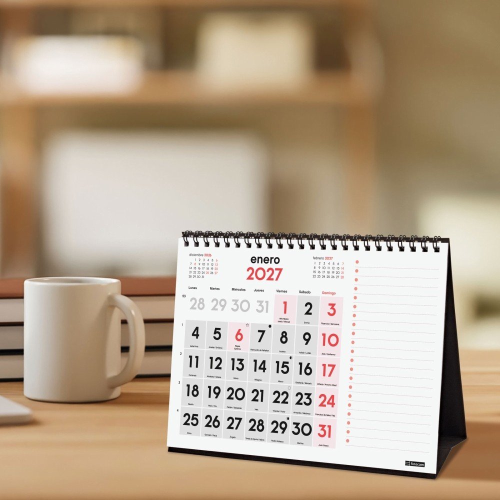 Finocam Calendario Sobremesa 2027 Numeros Grandes+Notas S-1