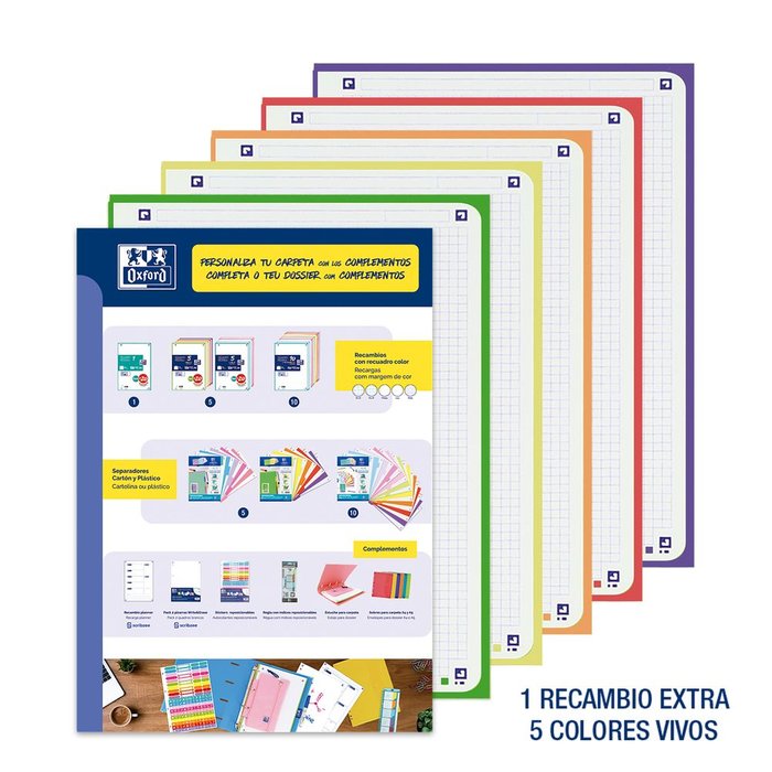 Oxford Archivador Pack Europeanbinder L G Vivos 5X5 + Rec. 80H + Sep-1