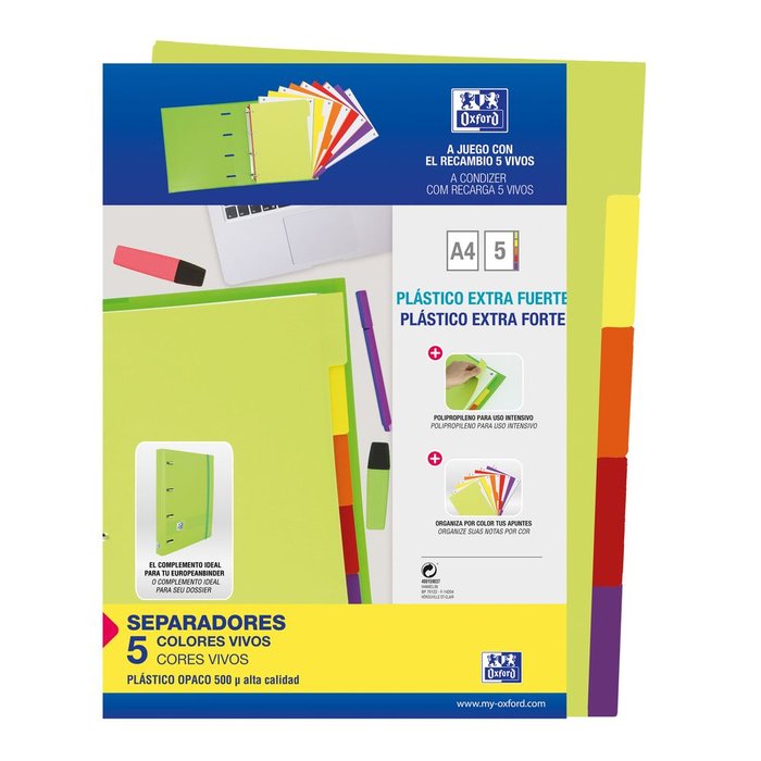 Oxford Archivador Pack Europeanbinder L G Vivos 5X5 + Rec. 80H + Sep-2