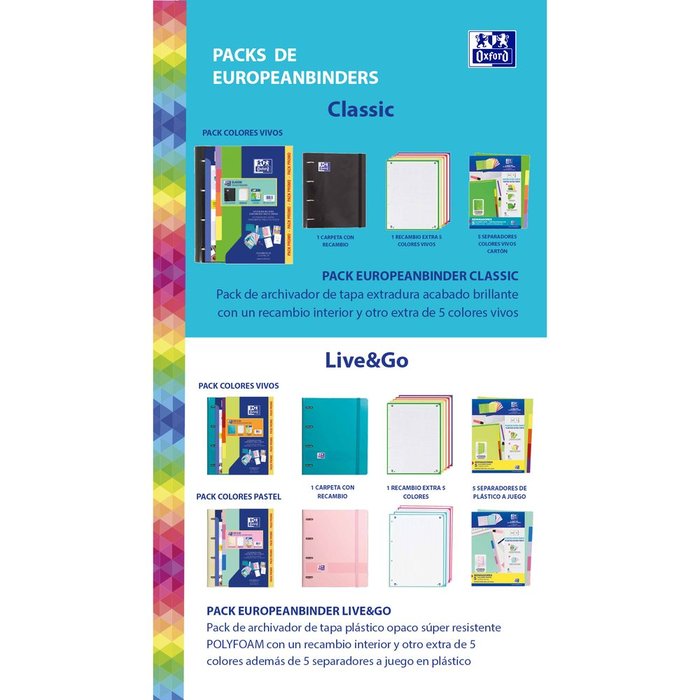 Oxford Archivador Pack Europeanbinder L G Vivos 5X5 + Rec. 80H + Sep-4